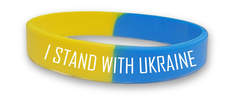 Ukraine Flag Rubber Wristband I Stand with Ukraine and SLAVA UKRAINI A Bracelet to Show Support to National Ukrainian Flags Silicone Wristbands for Men&Women by Nortwill 